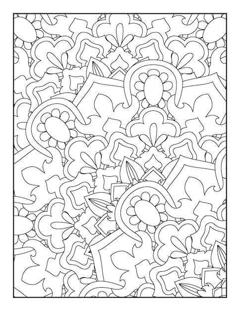 Floral coloring page. Mandala coloring page.