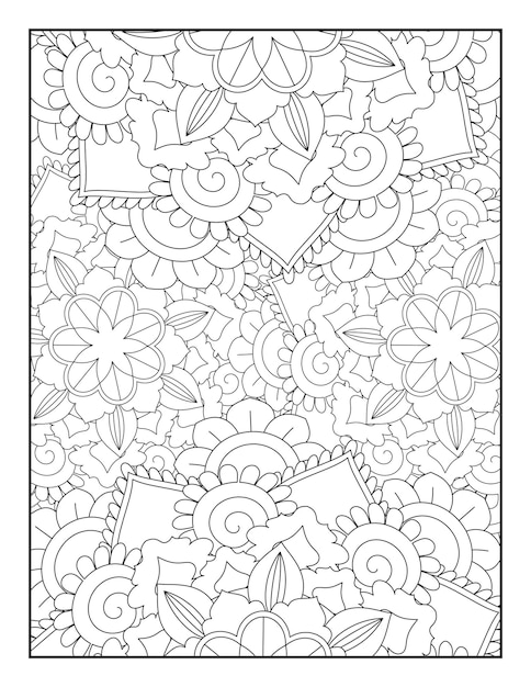 Floral coloring page. Mandala coloring page.