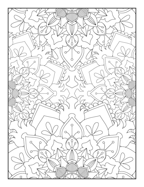 Floral coloring page. Mandala coloring page.