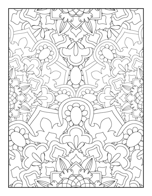 Floral coloring page. Mandala coloring page.