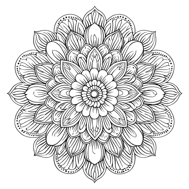 Vector floral coloring page mandala design for ai generates vector art