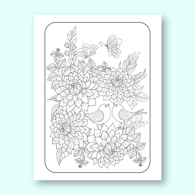 Vettore disegni da colorare floreali per adulti e bambini