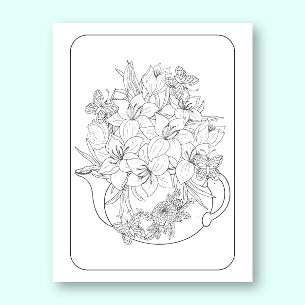 Floral coloring pages for adult and child