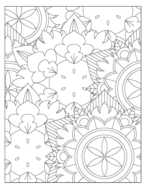 Floral coloring pattern page design kdp