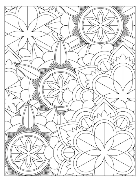 Floral coloring pattern page design KDP