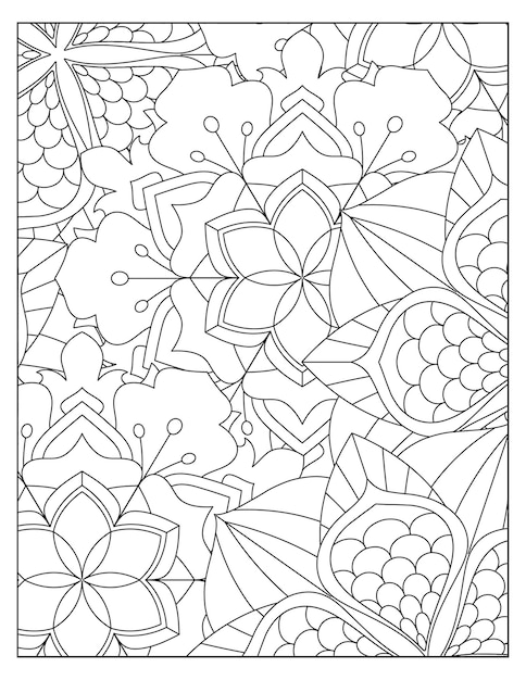 Floral coloring pattern page design KDP