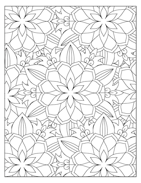 Floral coloring pattern page design KDP