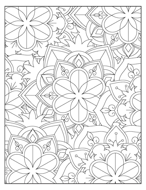 Floral coloring pattern page design