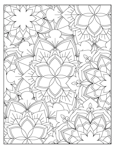 Floral coloring pattern page design