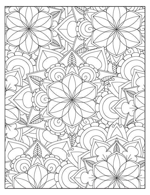 Floral coloring pattern page design