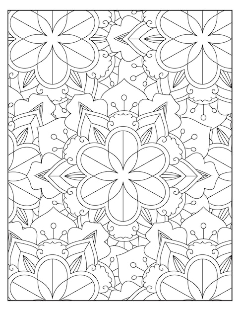 Floral coloring pattern page design