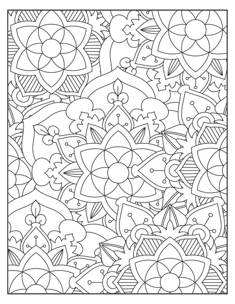 Floral coloring pattern page design