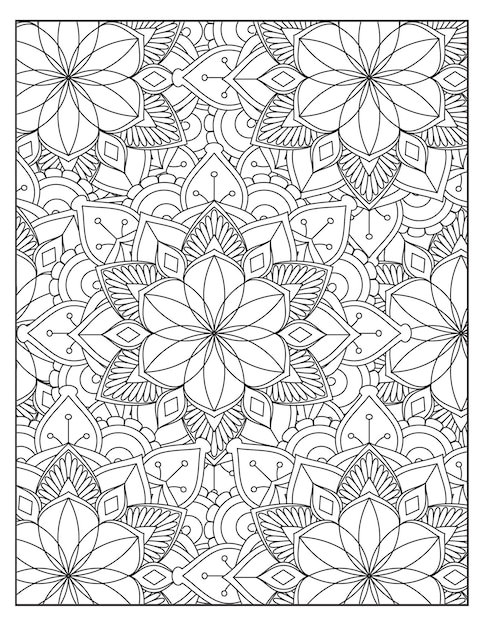 Floral coloring pattern page design