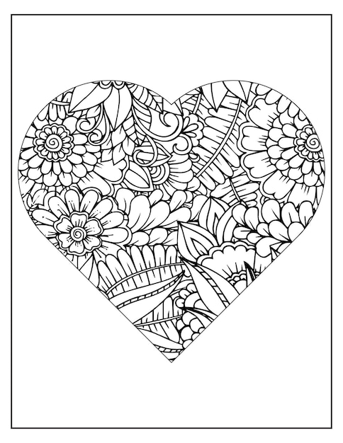 Floral coloring pattern page KDP