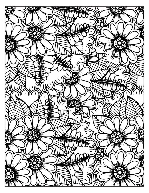 Vector floral coloring pattern page kdp