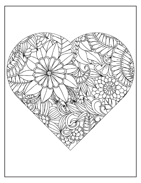 Floral coloring pattern page KDP