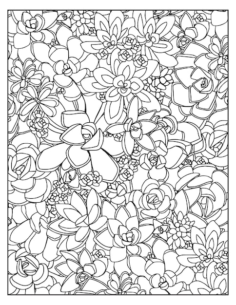 Vector floral coloring pattern page kdp