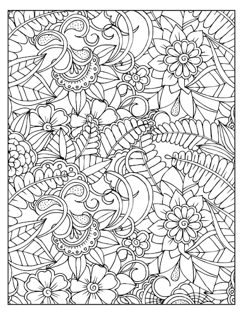 Floral coloring pattern page kdp