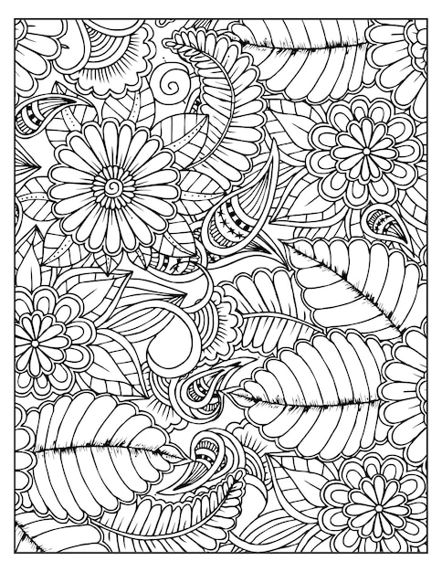 Floral coloring pattern page kdp