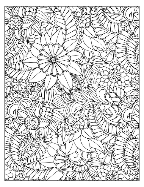 Vector floral coloring pattern page kdp