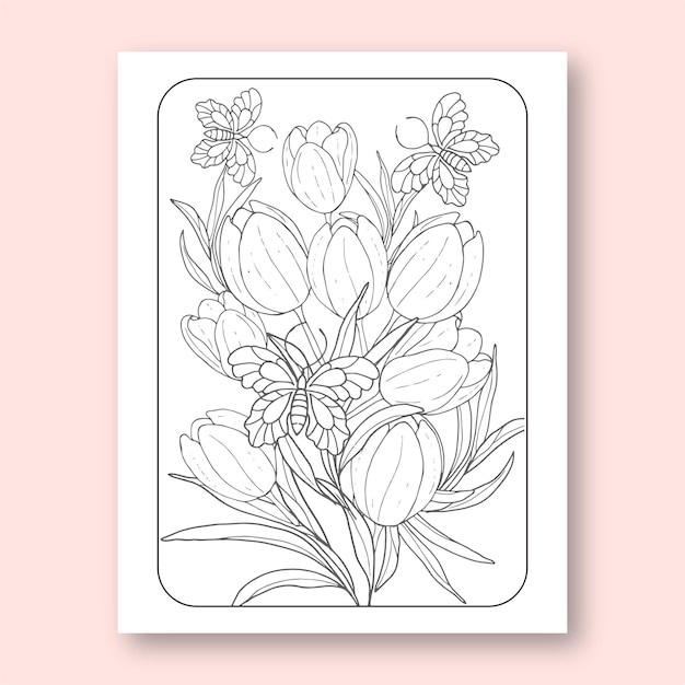 Floral Colring Page For Adult and child