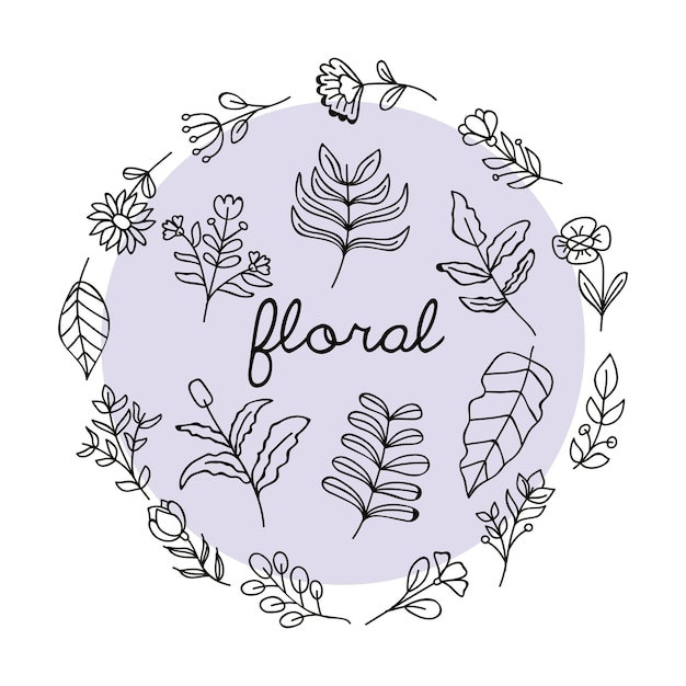 Vector floral composition in circular shape