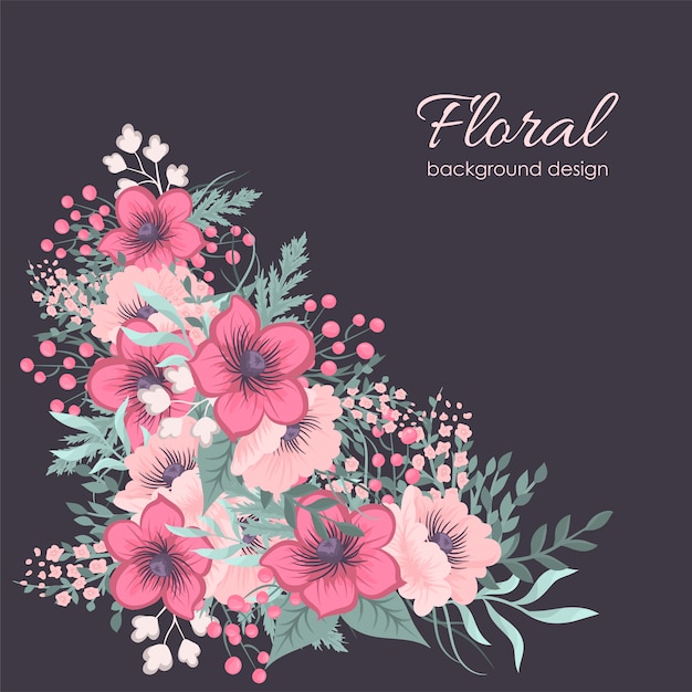 Floral composition set with colorful flower.