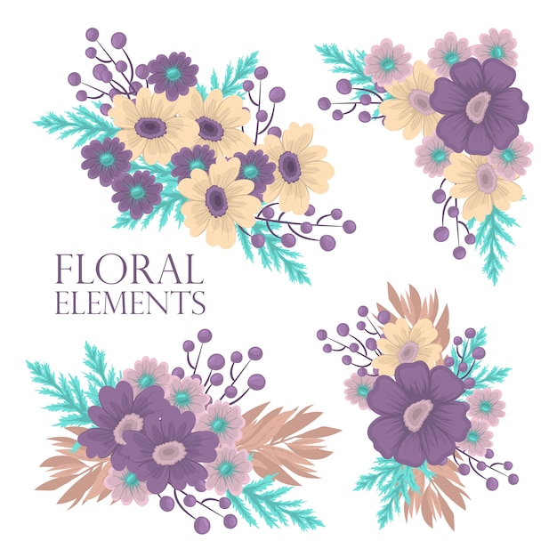 Floral composition set with colorful flower