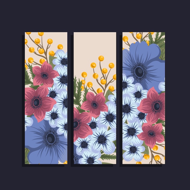 Vettore composizione floreale con fiori colorati.
