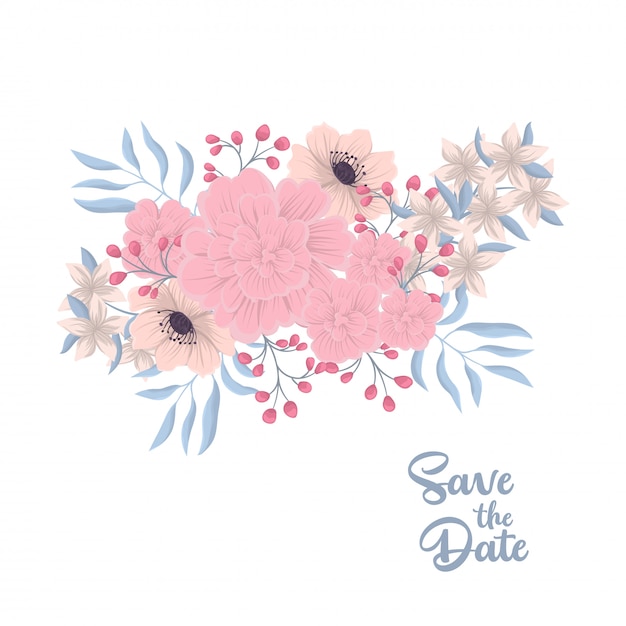 Vector floral composition with colorful flower.