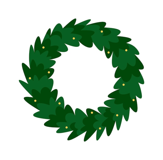 Floral coniferous wreath flat icon