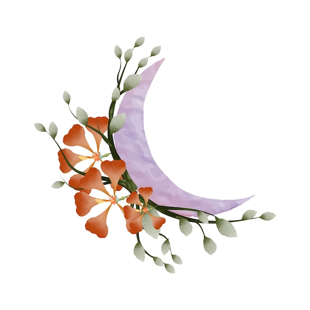 floral crescent moon design