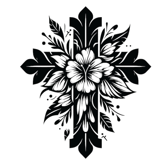 Progettazione vettoriale svg di floral cross clipart