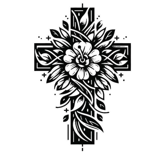 Floral Cross Clipart SVG vector design