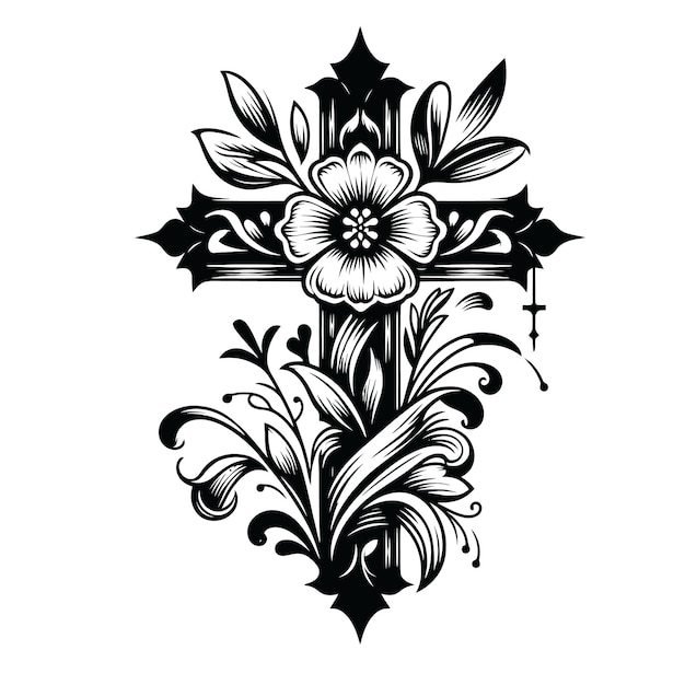 Vector floral cross clipart svg vectorontwerp