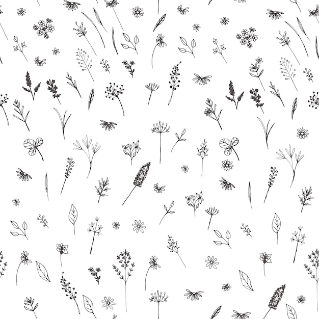 Floral cute rustic seamless pattern for design