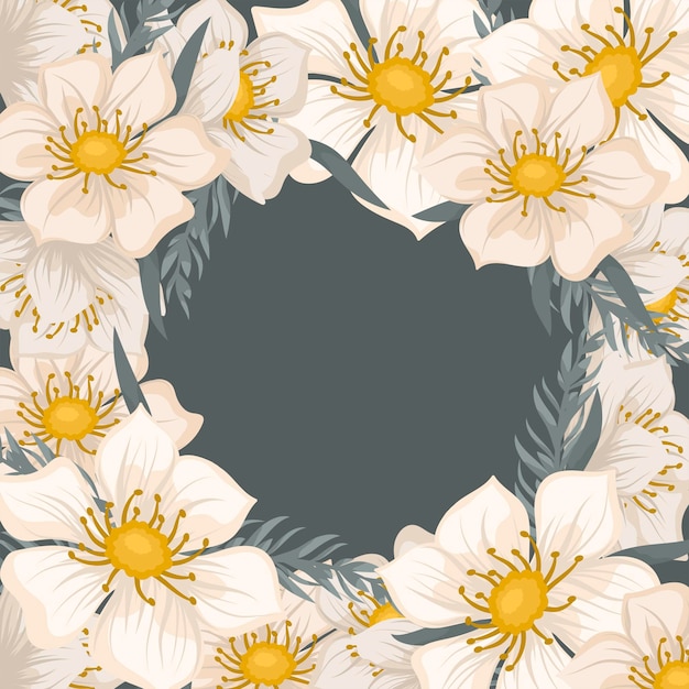 Floral dark border with beautiful flowers