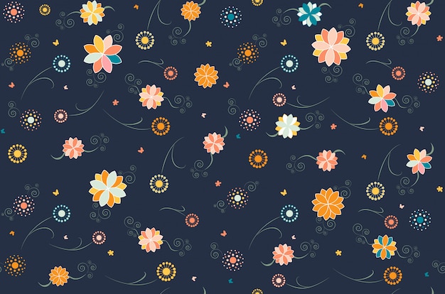 Floral dark seamless pattern