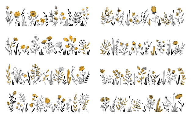 Floral Decoration in Doodle Style Illustration Vector Element