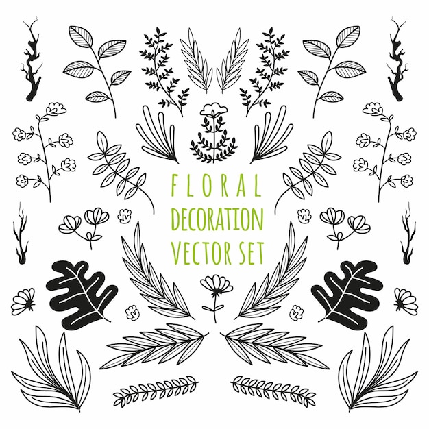 Vector floral decoration element vector set