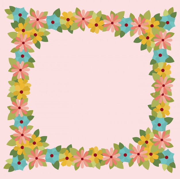 Floral decoration square frame