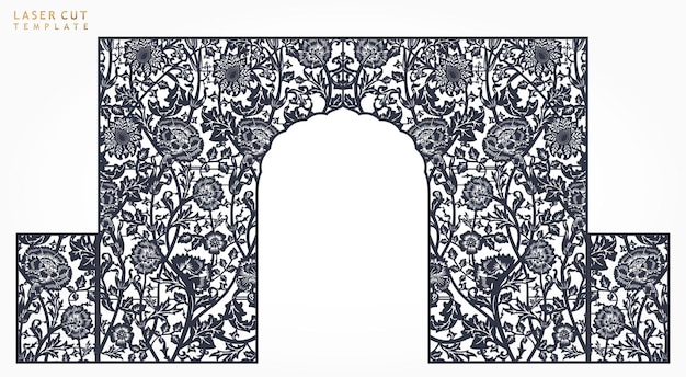 꽃 테두리가 있는 꽃 장식 아치 lasercut 패널 패턴