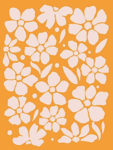 Floral decorative wallpaper in orange tone