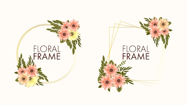 Floral design arrangement frames of flowers vines for web social media weddings greeting cards