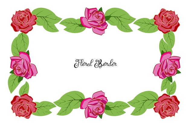 Vector floral design border ornament voor huwelijksuitnodiging of naambadge design