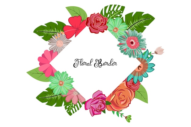 Floral Design Border Ornament For Wedding Invitation or Name Badge Design