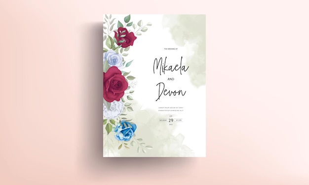 Floral design bruiloft uitnodigingskaart met prachtige bloemdecoratie
