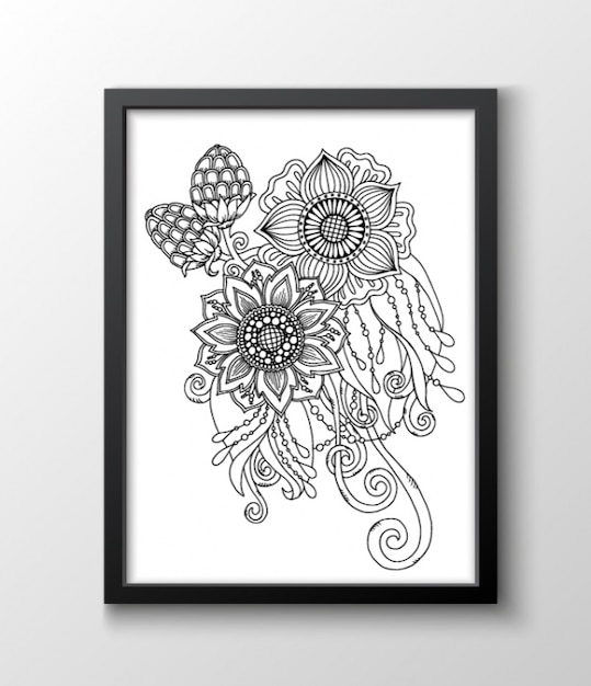 Vector floral design in a frame