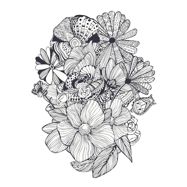 Floral design hand drawn