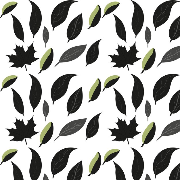 흰색 배경에 잎이 있는 플로랄 디자인 패턴